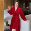 Golden velvet sexy long dress women's autumn and winter home pure desire large size suspender lace temptation suit