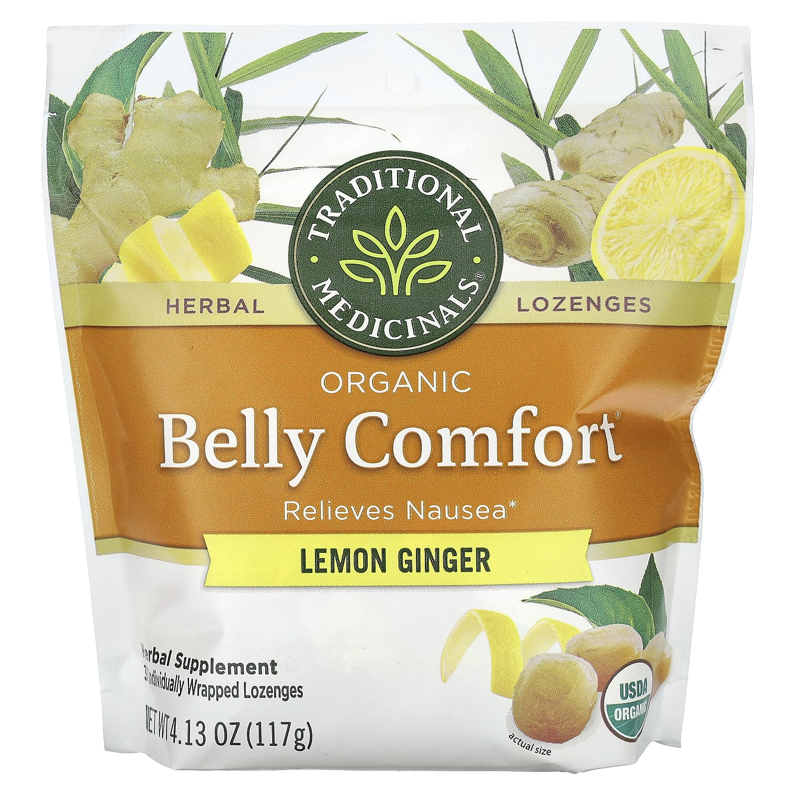 

Organic Belly Comfort, Lemon Ginger Flavor, 30 Lozenges