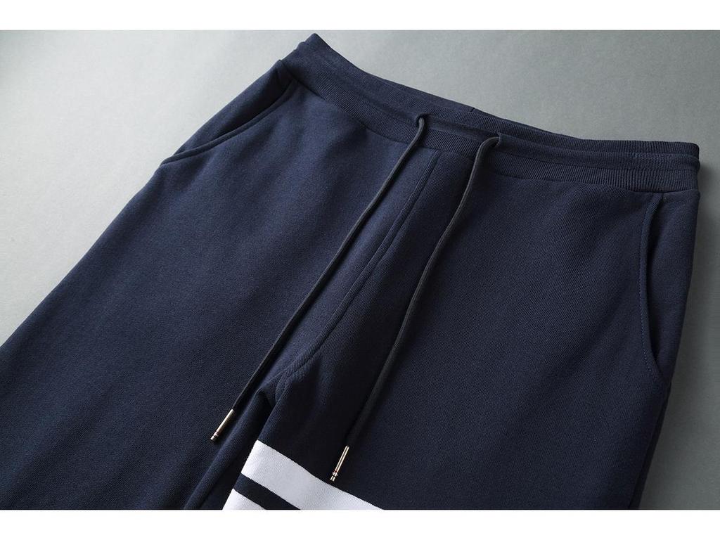 Trend Brand Four-Stripe Terry Cotton Sweatpants: European & American Casual Skinny Fit