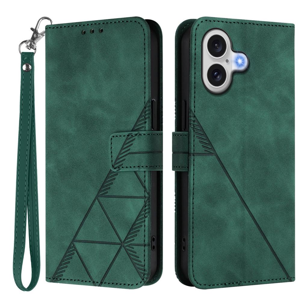 For iPhone 17 Leather Case with Hand Strap Wallet Stand Phone Cover