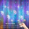 Solar LED Star-Moon Curtain Lights: Weatherproof Outdoor Christmas Decoration