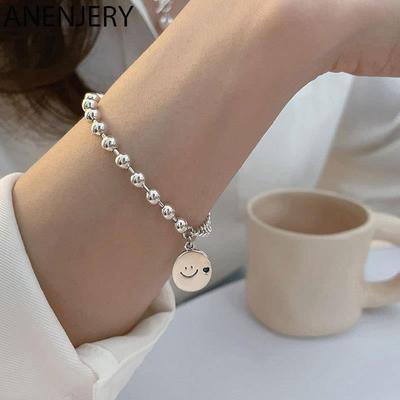 Bracelet Tendance Chaîne de Perles Épissées Visage Souriant pour Femmes Bijoux Bracelet Réglable Cadeaux