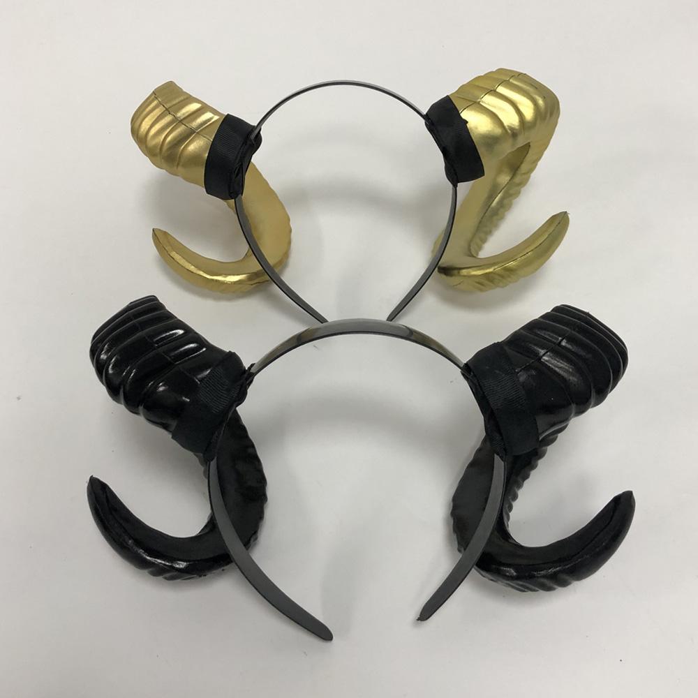 Black Demon Horn Pokrývka hlavy Pokrývka hlavy Cosplay Gotický Zvířecí Ovečka Ďábel Rohy Čelenka Kostýmy na Halloween Karneval Party Kostýmy