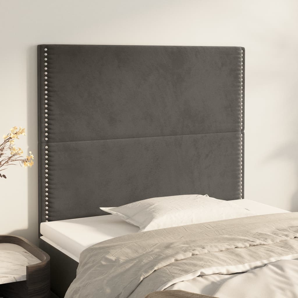 Vidaxl Bed Headboards, 2 Pcs, Dark Gray, 90X5X78/88 Cm, Velvet
