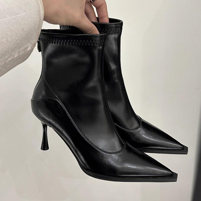 Autumn Winter Women Slim Ankle Boots Fashion Elegant Pointed Toe Shoes Thin High Heel Women's Morder Short Booties