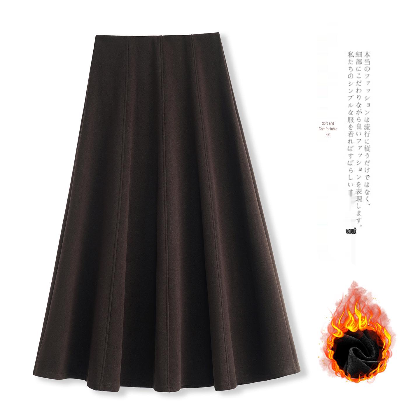

Elegant French A-line Woolen Skirt with Elastic Waist - High Waist Slimming Design for Women, Autumn/Winter 25. XL [Recommended for 120-138 lbs]