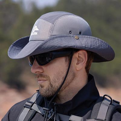 Sonnenhut mit Stickerei für Herren, Safari-Wander-Boonie-Hut, Nylon, atmungsaktiv, für den Außenbereich, zum Wandern, Angeln, Fischerhüte, atmungsaktive Strandhüte