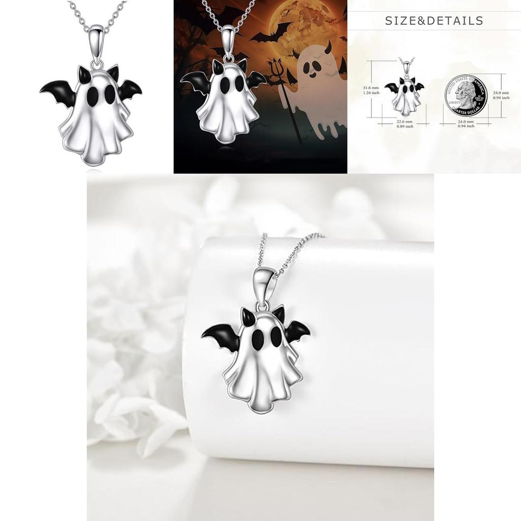 Halloween Ghost Pendant Necklace With Zinc Alloy Material For Festive Costume