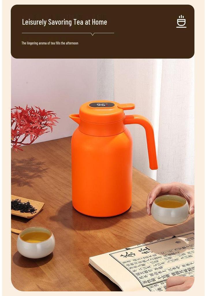 Smart Stainless Steel Thermos Teapot: Large Capacity for Home & Office Tea Brewing