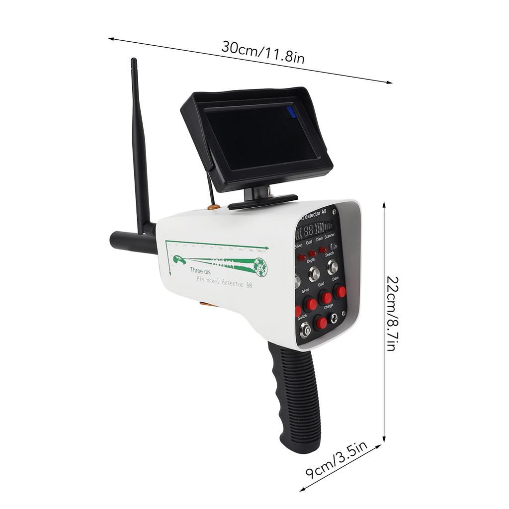 Metal Detector Gold Finder 1000M Range 30M Depth Sensitive Handheld Underground Treasure Scanner Locator for Gold Silver White