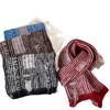 Korean striped knitted wasteland wind scarf women's winter new high-end coffee color warm thickened wool scarf