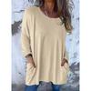 IHUASU Women's Fashion Casual Long Sleeve Autumn Winter O-Neck Blouses & Shirts Elegant