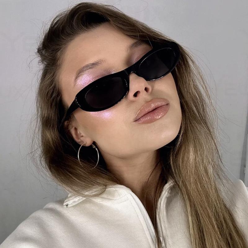 4pcs Retro Small Frame Oval Women Sunglasses Trendy Colorful Cat Eye Sun Glasses For Female Casual Shades Eyewear UV400