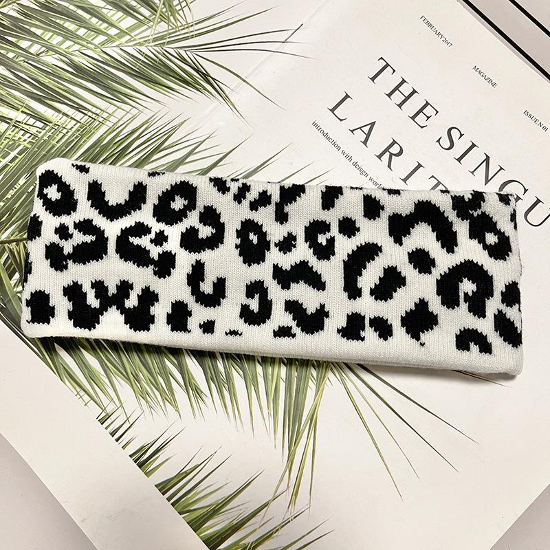 

Зимняя черно-белая серия вязаная спортивная повязка на голову теплая повязка на голову женщины девушки волосы голова обруч ленты аксессуары головной убор 20x6.5 cm