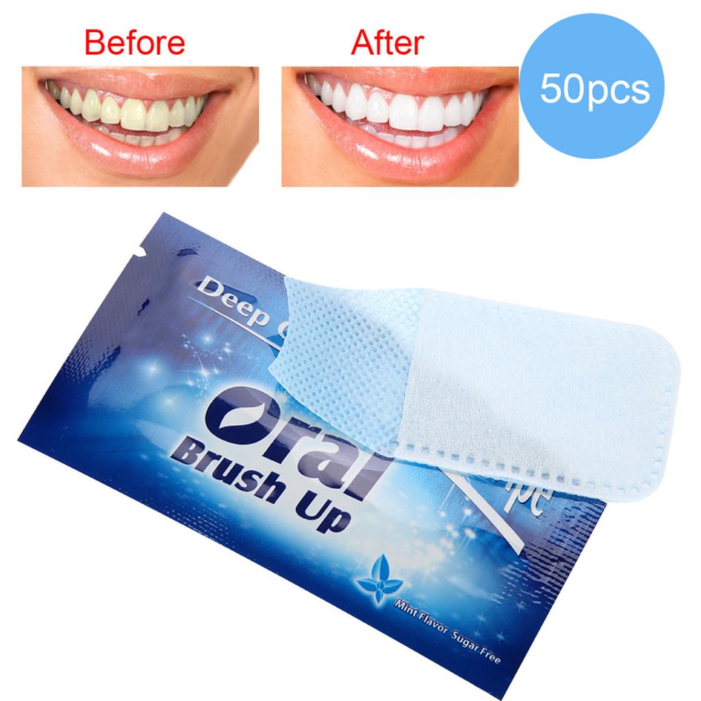 50 pièces lingettes dentaires propres dents essuyer tissu outil de nettoyage des dents pour un nettoyage buccal en profondeur