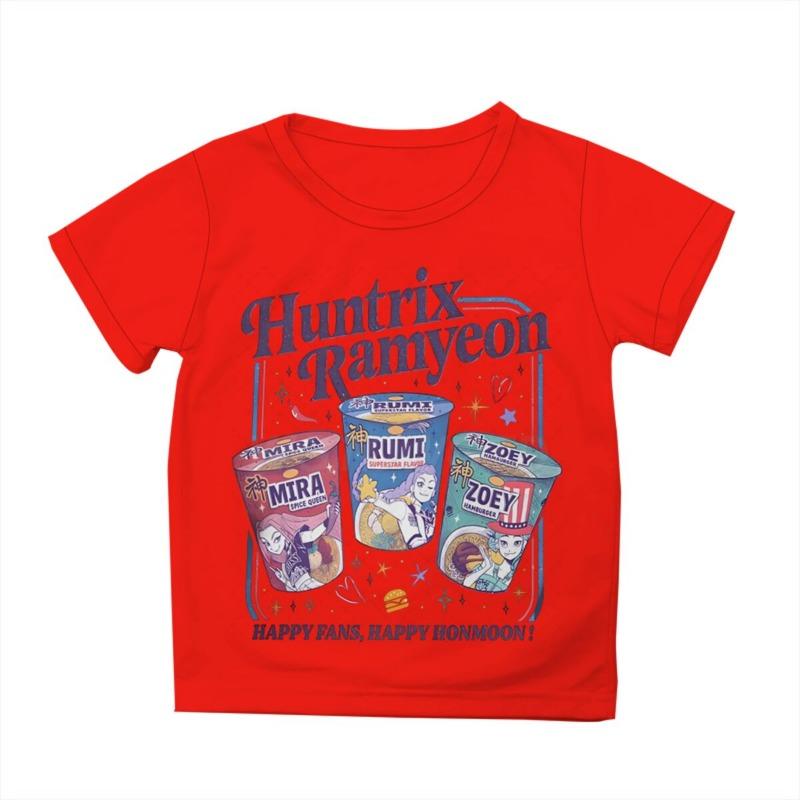 Cute Cartoon Kpop Demon Hunters Huntrix T-shirts Summer Boys Girls Short Sleeve Round Neck Tops Anime Kpop Demon Hunters Tshirt