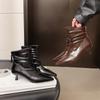 8766-1 French Pointed Retro Thin Heel High Heel Fashion Boots 2025 Winter New Pleated Thin Boots Women's Boots