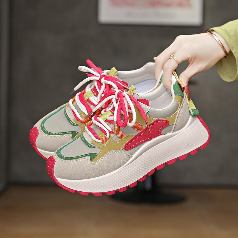 

Большой размер ins корейские кроссовки для нового папы женские студенческие спортивные кроссовки для бега повседневные кроссовки на платформе BN016-1 40 розы красного