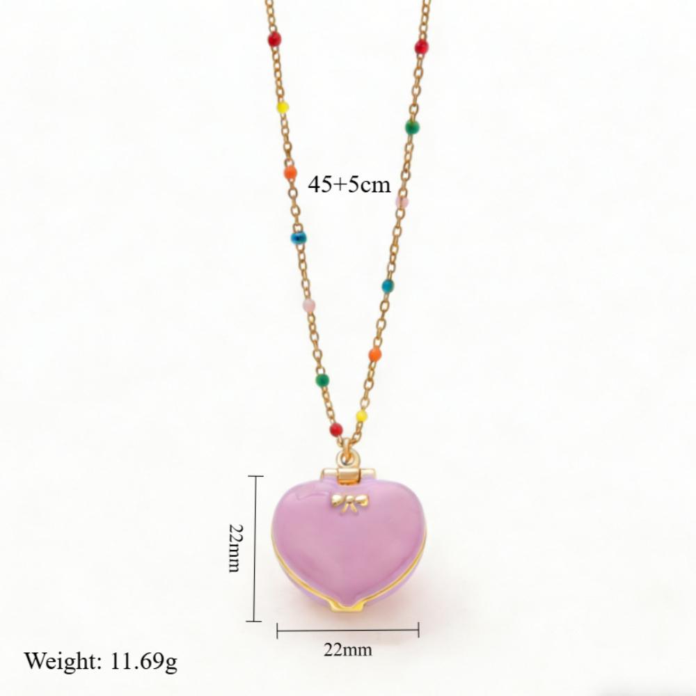 Fashionable and Trendy New Cute and Niche Design Five Pointed Star Love Pink Opening and Closing Box Necklace for Woman