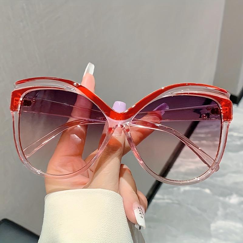Stylish Large Cat Eye Fashion Sunglasses For Women & Men - Tortoiseshell Pattern Gradient Lens Durable Plastic Frame Eyewear