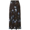 Sancai 2026 Spring Retro Pleated Floral A-Line Midi Skirt