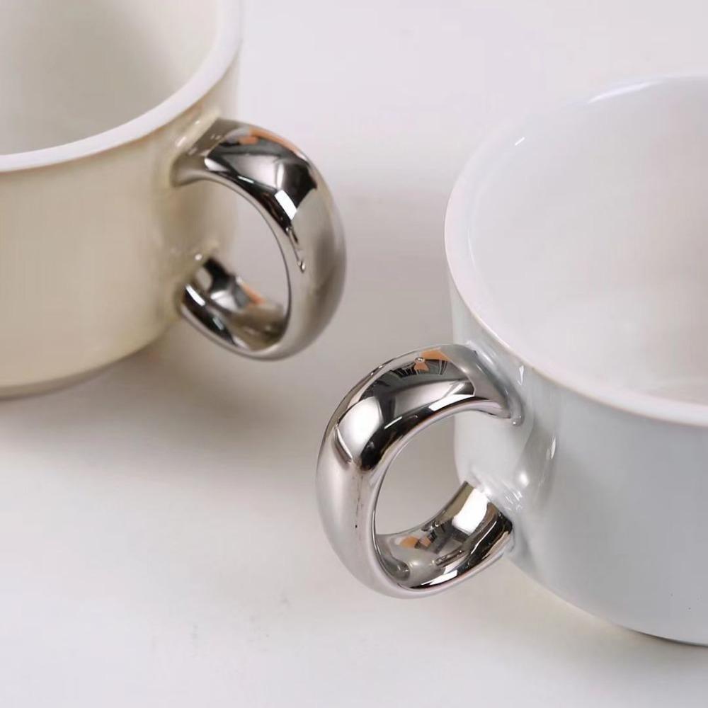 Creative Coffee Cup Saucer Set Light Luxury Simple Ceramic Cup Saucer Niche Mug High Value Water Cup Gift Cup