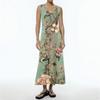 Women's Summer Casual Fashion Flower Printed Sleeveless Round Neck Pocket Dress