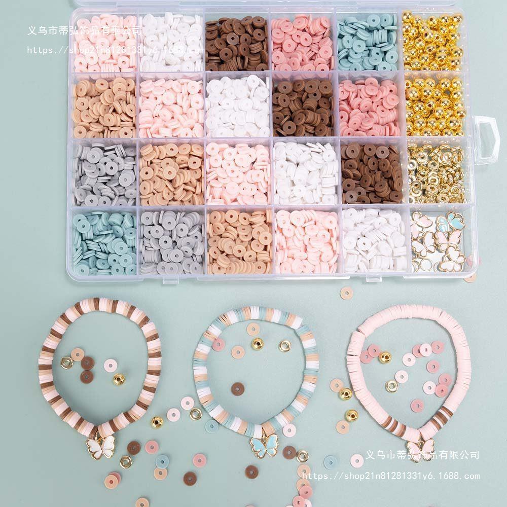 New Diy Children'S Friendship Bracelet Necklace Multi-Color Clay Bead Spacer Accessory Set