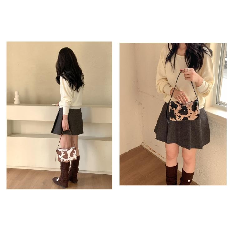 Shoulder Bag for Women Cow Print Clutches Purses Hobos Handbag with Zipper Closure Trendy Underarm Purses Commuting Bag