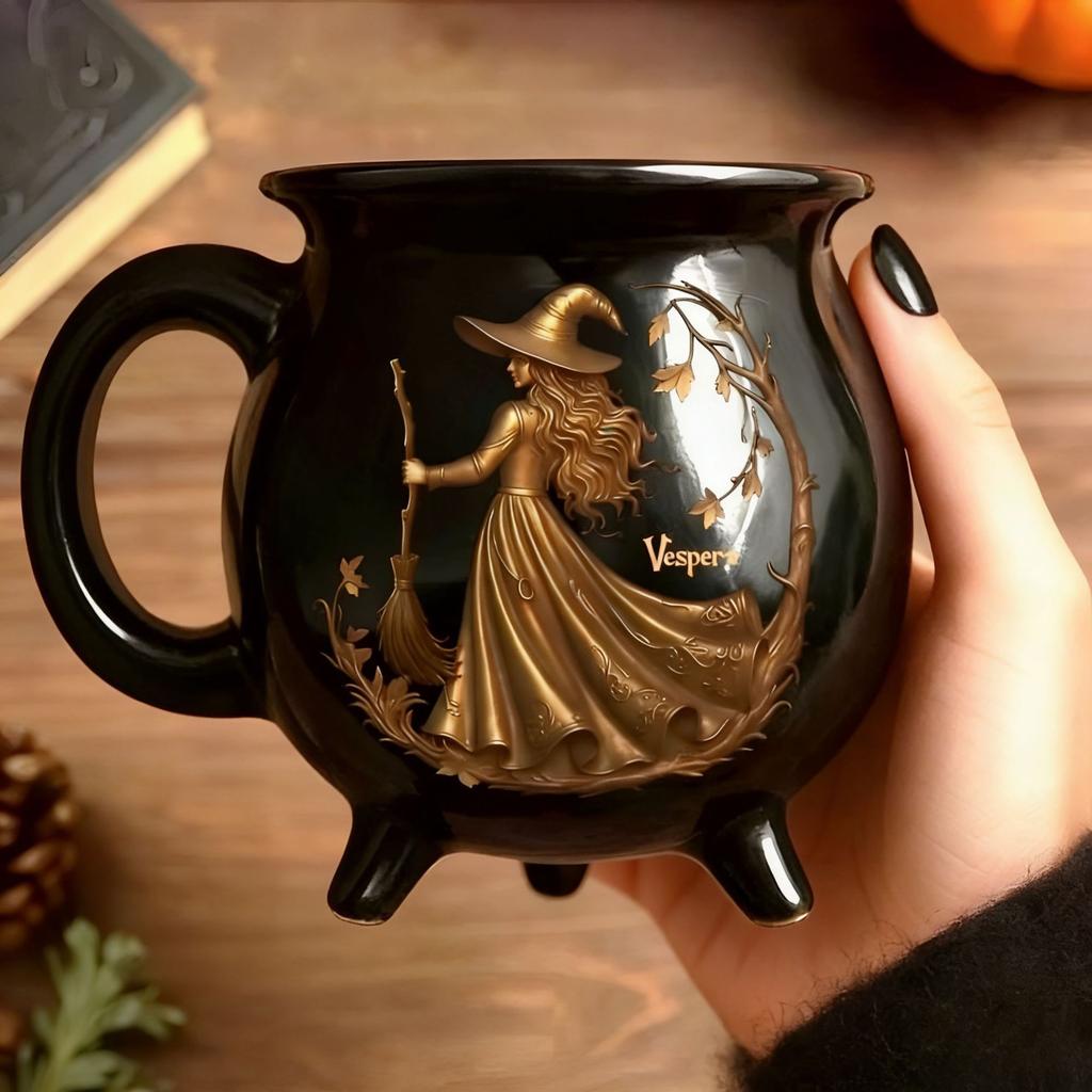 1 unidad, Taza de café Witch Brew, 350ml/ 11.8oz Taza de café de cerámica, Tazas de agua, Vajilla para bebidas de verano invierno, Regalos de cumpleaños, Regalo de Halloween