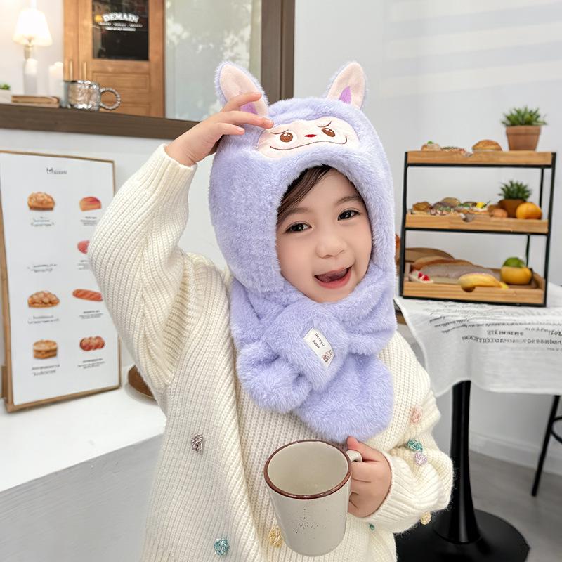 

Children s Monster Plush Hat, Scarf & Gloves Set - Windproof, Ear-Protecting Winter Gear for Boys & Girls Below 1.4m, fits all