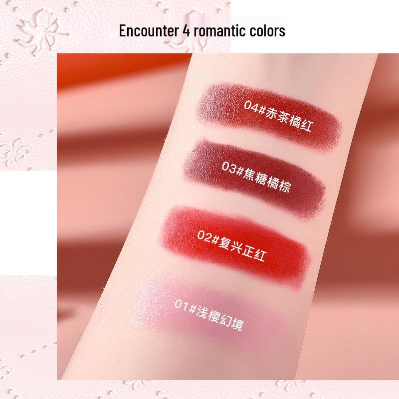 Hanbei'er Luxus Rosa Leder Ketten Tasche & Lippenstift Set: Nicht verblassender Weicher Nebel Feuchtigkeitsspendende Vierteilige Geschenkbox.