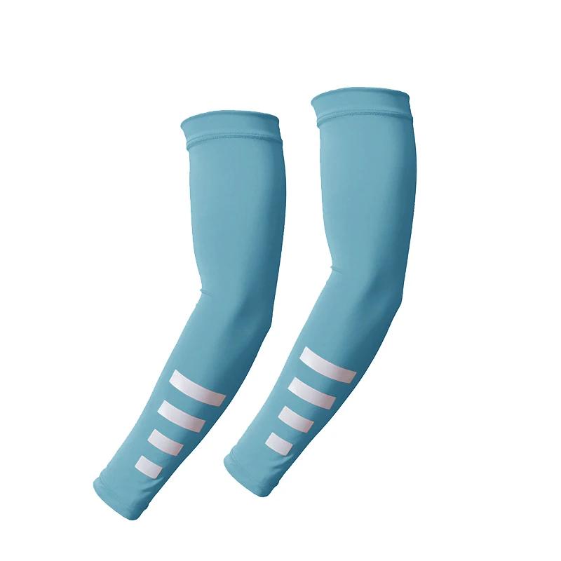 2PCS Summer Sun UV Protection Women Arm Sleeves Reflective Night Bicycle Running Arm Warmers Cover Men Athletic Armguards Cuff