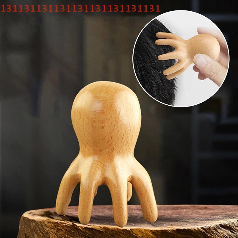 Acupuncture SPA Gua Sha Fatigue Relief Tool Sandalwood Octopus Scalp Massage Comb Meridian Scraping Brush