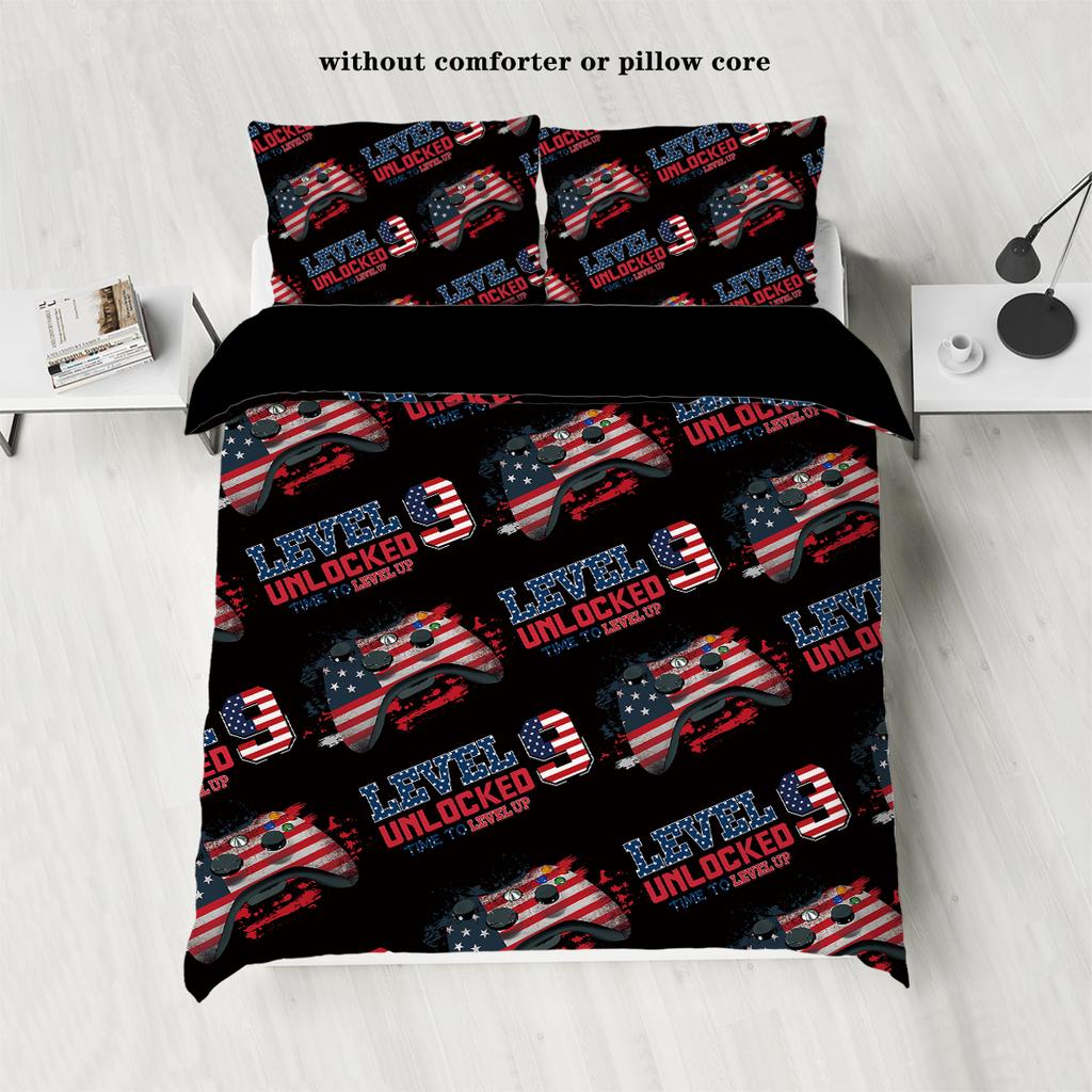 3-piece Down Duvet Cover Set with Game Controller Pattern Digital Printing (1 Duvet Cover+2 Pillowcases, No Core) Bedding Set