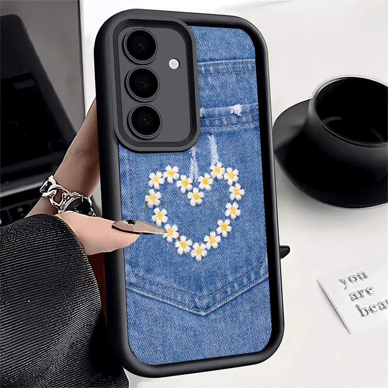 Handyhülle für Samsung Galaxy S26 S25 Ultra S24 FE Retro-Denim-Muster Schale S23 Plus S22 + S21 S20 5G Weiches Silikon Funda
