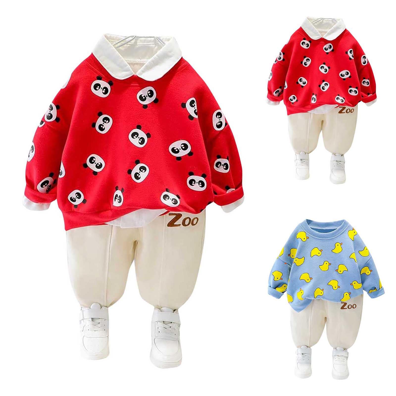 

Симпатичные топы с принтом + штаны для маленьких девочек и мальчиков, пижамный спортивный костюм, комплект одежды