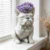 Lustiger Bulldogge Blumentopf Neuheit Mittelfinger Hund Blumenkübel Niedliche Hundegartenstatue für Außen Innen Garten Büro Schreibtisch Dekoration