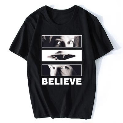 Men Cotton Summer Tees Printed Unny Novelty Hip Hop Rock T-shirt Men X-Files Believe Eyes Black Adult Hunter T Shirt Clothing...