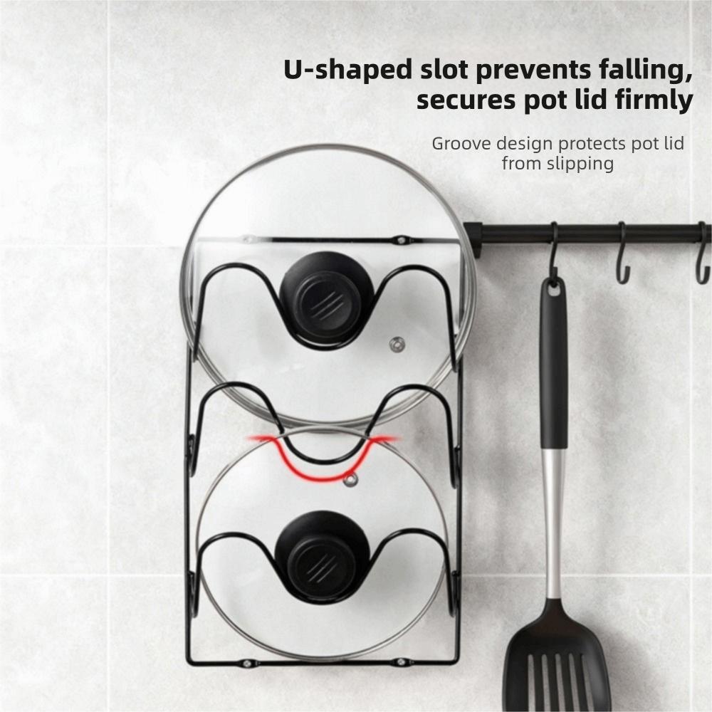 Multi-Layer Pot Lid Storage Rack Wall Hanging Iron Pan Cover Storage Holder Space Saving Rustproof Cutting Board Storage Shelf
