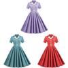 Vintage Plaid Dress With Suit Collar And Belt For Retro Style Women