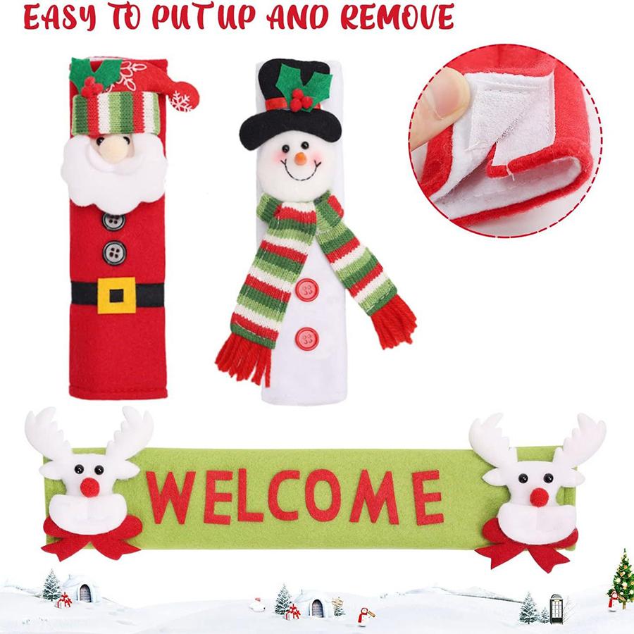 3pcs Christmas refrigerator handle cover, Christmas decoration, indoor home decoration, Christmas kitchen decoration