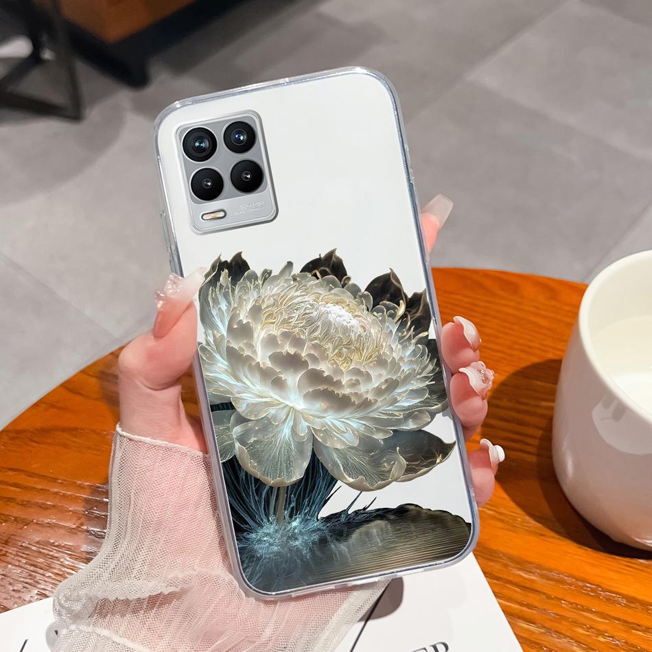 For Realme 8 Pro Case Lovely Cat Soft Transparent Phone Back Cover For Realme8 4G 5G Shockproof Comfortable TPU Silicone Bumper