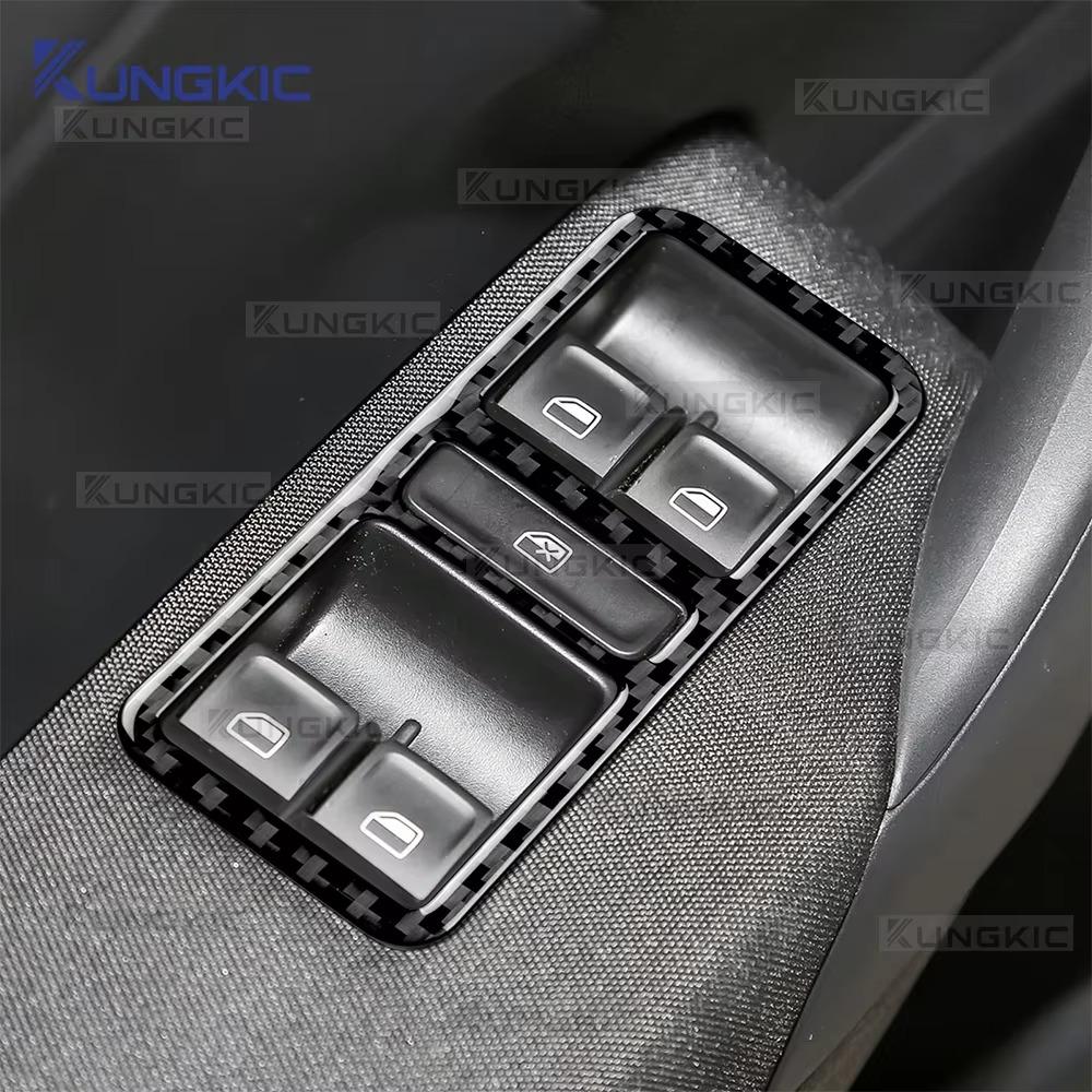 Sticker LHD RHD Real Soft Carbon Fibe rFor Volkswagen VW Polo MK5 6C 2015 2016 2017 Car Window Lift Button Panel Decor Trim