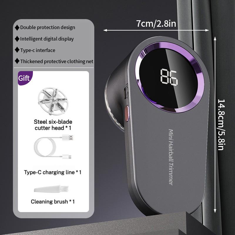 

Электрический триммер для одежды, портативный триммер для шерсти свитера, светодиодный цифровой электрический триммер для удаления катышков и пуха чёрный