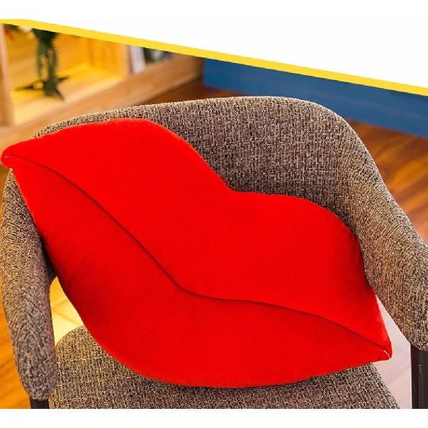 LEVINIS Hot Pink Lip Shape Throw Pillows Girls Soft Velvet Decorative Reversible Pillow Cushion for Bed Couch Office 23.6 x 13.6 Inch