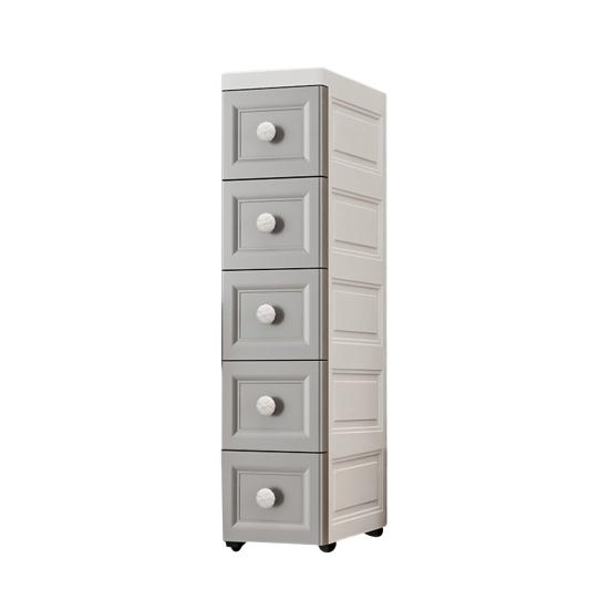 Slim Storage Cabinet Multi-Tier Tall Narrow Storage Cabinet with Wheels Drawers Rolling Multi-Drawer Organizer for Small Spaces Bathroom Bedroom
