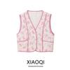 Fashion Style 2024 Fall and Winter New Arrival Women's Clothing Stylish All-Match Commute Sleeveless Printed Quilted Cotton Vest Coat