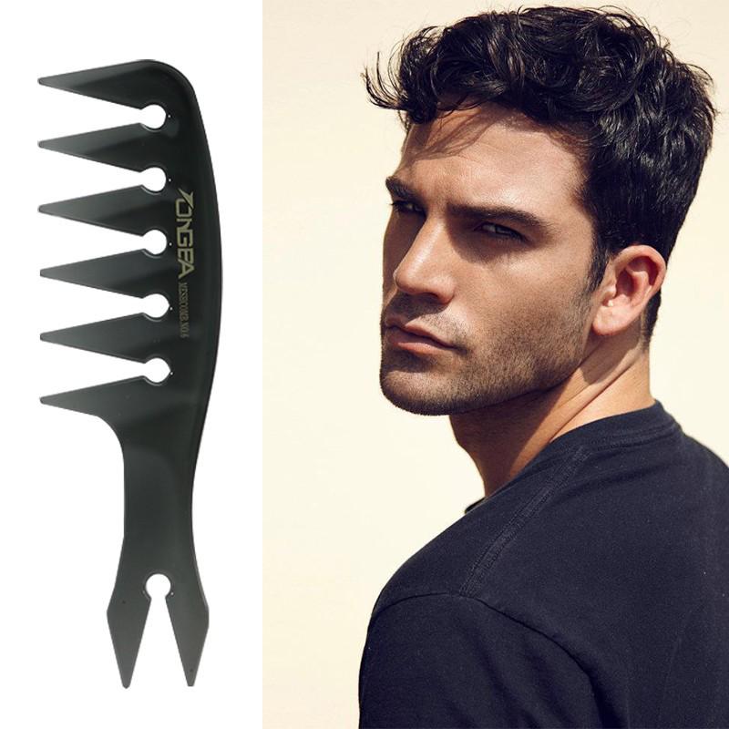 Retro Pompadour Men's Styling Comb - Large Tooth, Slicked Back Texture, Double-Sided, Wide Tooth