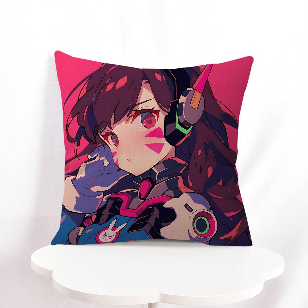D.Va Cartoon Pillowcase Toon Gift Cushion Cover Bedroom Home Sofa Chair Seat Decor Pillow Case